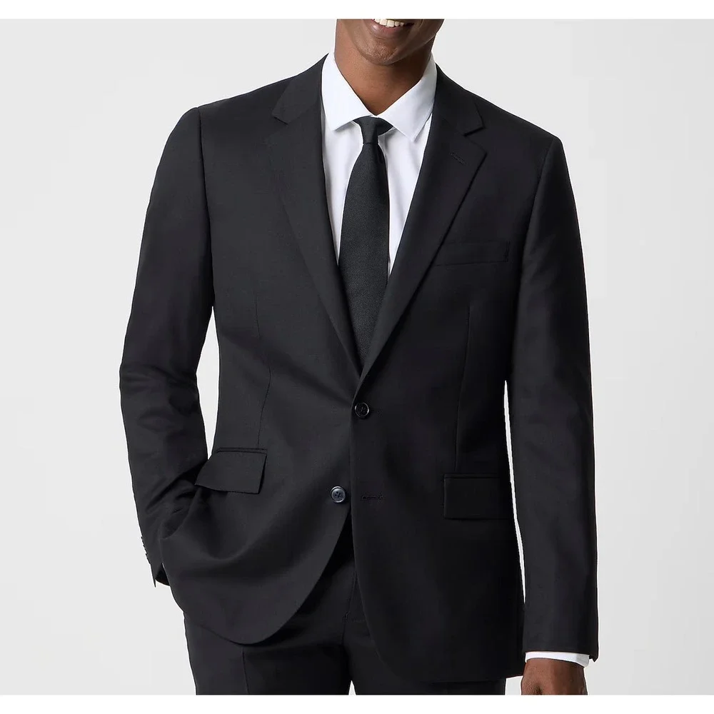 J.Crew Men 40R Thompson Slim Fit Suit Jacket Black Worsted Wool Blazer CF871 NEW